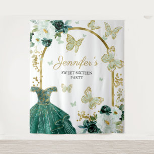 Süßes 16 Blumeng Kleid Schmetterling Hintergrundba Wandteppich