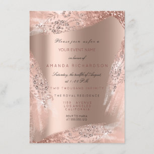 Süßes 16. Brautkleid Rose Gold Diamant Glitzer Einladung