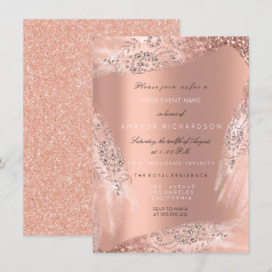 Süßes 16. Brautkleid Rose Pfirsich Diamant Glitter Einladung