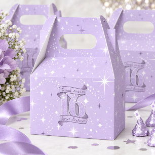 Süßes 16-Motiv & Sternenmuster Violett ID1333 Geschenkschachtel