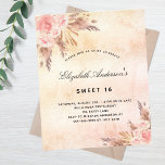 Süßes 16 Pampas-Gras-Blüte-Budget Einladung Flyer<br><div class="desc">Bitte beachten Sie, dass diese Einladung auf Flyer Papier und sehr dünn ist. Umschläge sind nicht enthalten. Für dickere Einladungen (gleiche Gestaltung) besuchen Sie bitte unseren Shop. Eine Rose Gold, rot rosa rustikale Imitate metallisch aussehen Hintergrund. Die Einrichtung ist mit Rose-Gold und rosa Blumen, Rose, Pampas-Gras dekoriert. Personalisieren und fügen...</div>