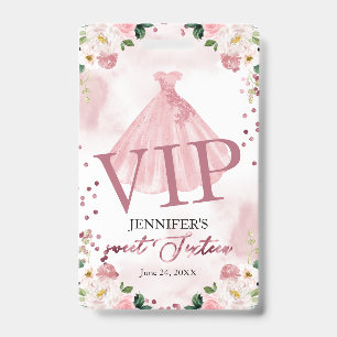 Süßes 16 Rose Gold Blumenkleid 16 VIP Geburtstag Ausweis