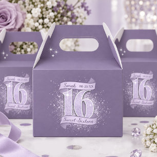 Süßes 16er-Banner in Dunkelviolett ID1333 Geschenkschachtel