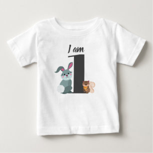 Süßes 1. Geburtstags-Eichhörnchen-Häschen Baby T-shirt