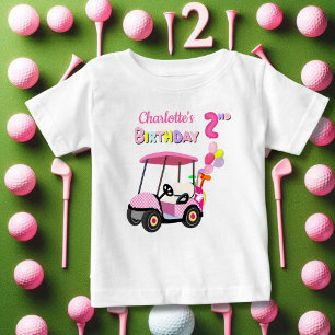 Süßes 2. Geburtstags Polka-Punkt Rosa Mädchen Golf Baby T-shirt