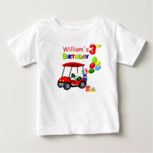 Süßes 3. Geburtstags-Rotes Golfcart-Shirt für Jung Baby T-shirt