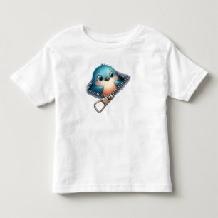 Süßes 3D Blaues Vogel-Zip-T-Shirt Kleinkind T-shirt