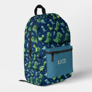 Süßes 3D-Dinosaurier-Muster Navy Blau Personalisie Bedruckter Rucksack