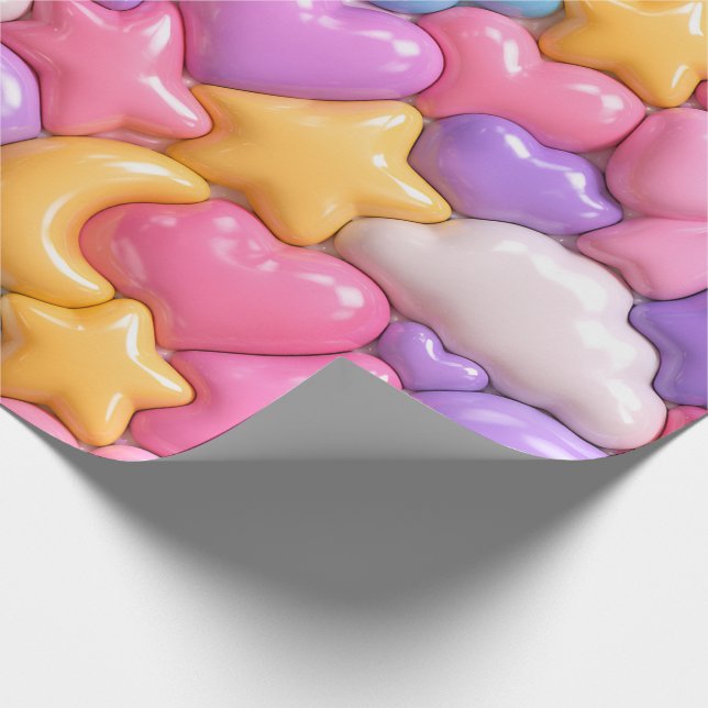 Süßes 3D-Süßigkeiten-Vollmuster Geschenkpapier (Ecke)