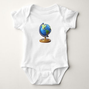Süßes 3D-Weltkugel-Baby-T-Shirt – Liebling Baby Strampler