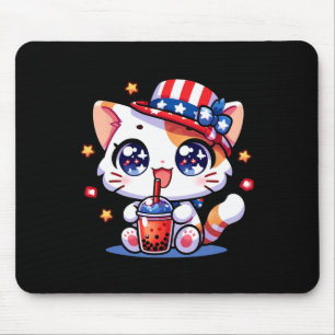 Süßes 4. Juli-Katzenshirt Mädchen Kinder Kawaii An Mousepad