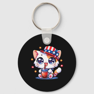 Süßes 4. Juli-Katzenshirt Mädchen Kinder Kawaii An Schlüsselanhänger