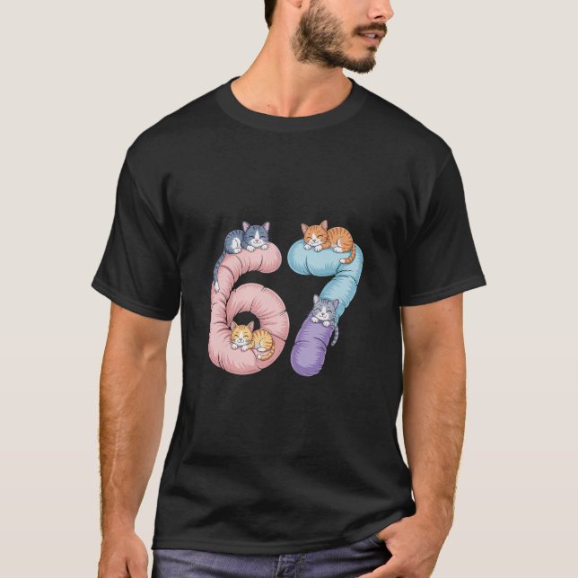 Süßes 67 Katzen Meme Design  T-Shirt (Vorderseite)