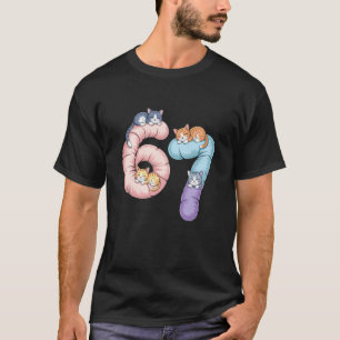 Süßes 6 7 Selbstbewusstes Katzen Meme Gen Alpha Hu T-Shirt