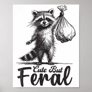 Süßes aber wildes Panda-Waschbär-Kostüm Lustiger W Poster