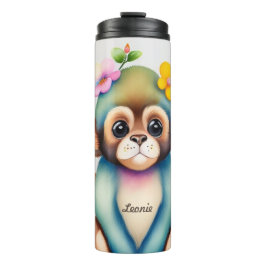 süßes Äffchen, Aquarellmalerei Thermosbecher