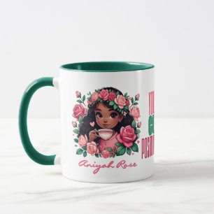 Süßes afroamerikanisches Mädchen, Blumen-Teeliebha Tasse