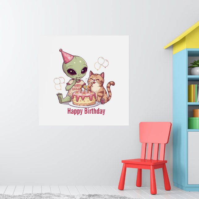 Süßes Alien-Geburtstagsdesign Poster (Kinderzimmer 1)