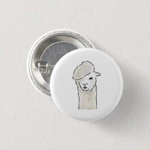 Süßes Alpaka mit Künstlerberet als Geschenk Button