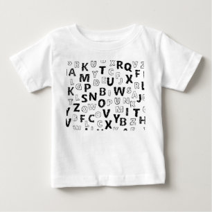Süßes Alphabet-Kinder-T-Shirt   Schwarz & Weiß Buc Baby T-shirt