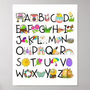 Süßes Alphabet Lustiger Ostertag Abc Alphabet Ei R Poster