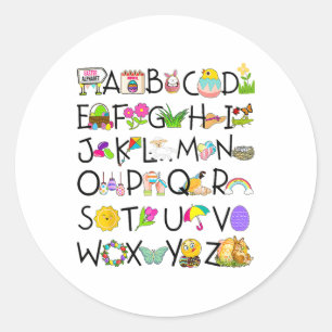 Süßes Alphabet Lustiger Ostertag Abc Alphabet Ei R Runder Aufkleber