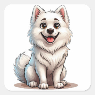 Süßes American Eskimo Hund Hund Mama Design Quadratischer Aufkleber