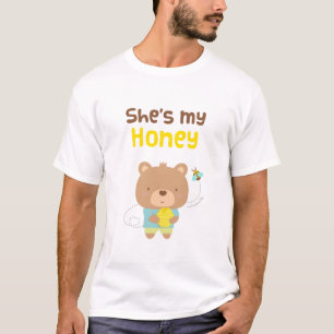 Süßes amüsantes Paar männlicher Bär und Biene T-Shirt