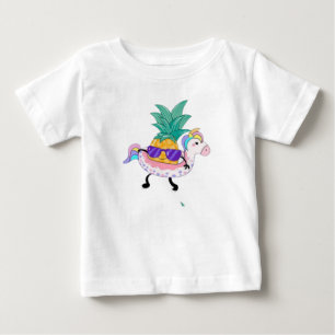 Süßes Ananas-Einhorn-Schwimmhilfe-Baby-T-Shirt Baby T-shirt
