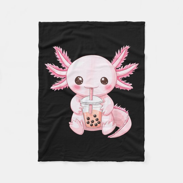 Süßes Anime-Axolotl-Boba  Fleecedecke (Vorderseite)