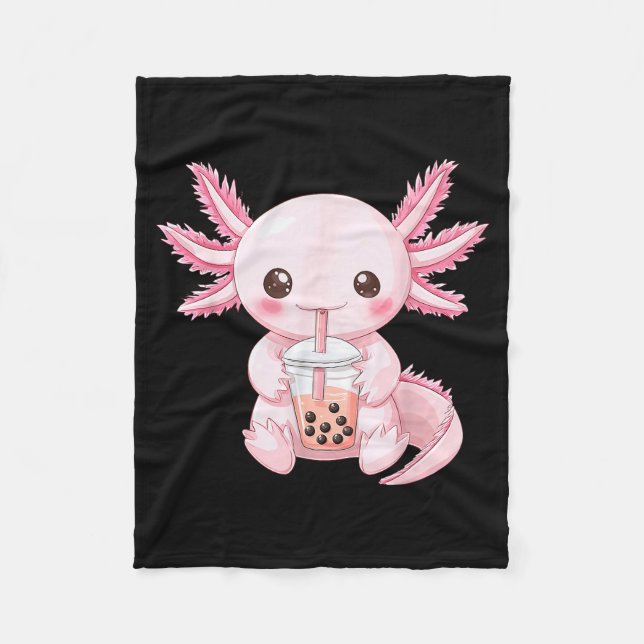 Süßes Anime-Axolotl-Boba  Fleecedecke (Vorderseite)