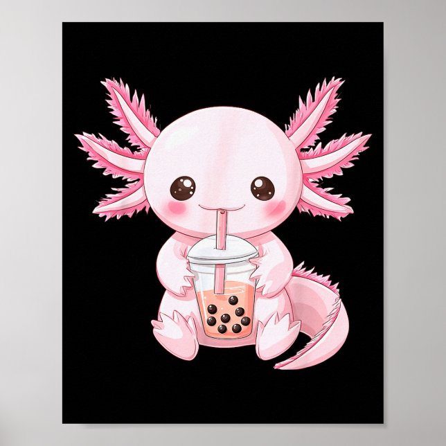 Süßes Anime-Axolotl-Boba  Poster (Vorne)