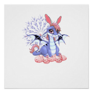 Süßes Anime-Drachen-Hasen-Ostern-Shirt Kleinkind M Poster