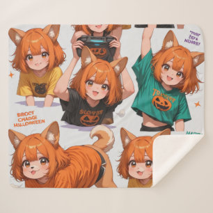 Süßes Anime-Fuchs-Mädchen-Aufkleberblatt Sherpadecke