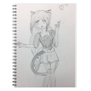 Süßes Anime-Katzen-Mädchen Notizblock