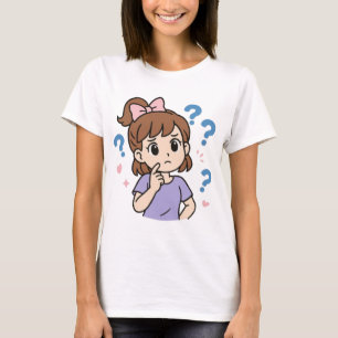 Süßes Anime-Mädchen beim Nachdenken T-Shirt