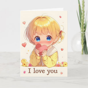 Süßes Anime-Mädchen Liebe Feiertagskarte