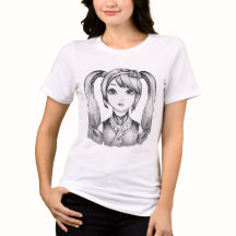 Süßes Anime-Mädchen-Zöpfe-Linienkunst-Skizze-Grafi