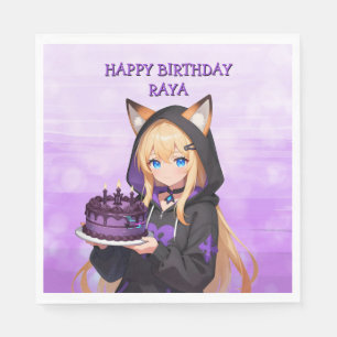 Süßes Anime-Mädchen zum Geburtstag Serviette