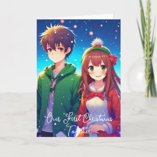 Süßes Anime-Paar Unser erstes Weihnachten Karte