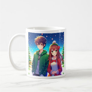 Süßes Anime-Paar Weihnachten Kaffeetasse