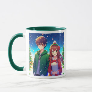 Süßes Anime-Paar Weihnachten Tasse