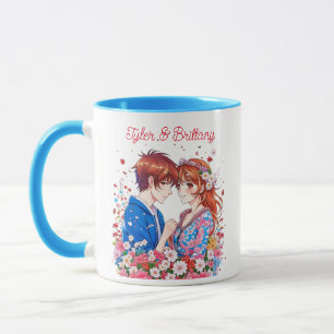 Süßes Anime-Pärchen kuschelt Personalisiert Tasse