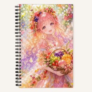 Süßes Anime-Prinzessinnen-Spiral-Skizzenbuch Notizbuch