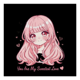 Süßes Anime-Valentins-Sweatshirt Poster