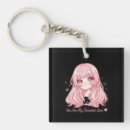 Süßes Anime-Valentins-Sweatshirt Schlüsselanhänger