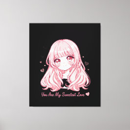 Süßes Anime-Valentins-T-Shirt Leinwanddruck