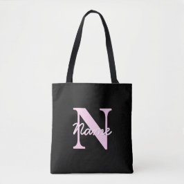 Süßes anpassbares Monogramm | Hellrosa & Schwarz