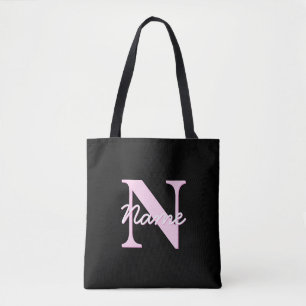 Süßes anpassbares Monogramm   Hellrosa & Schwarz