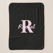 Süßes anpassbares Monogramm | Hellrosa und Schwarz